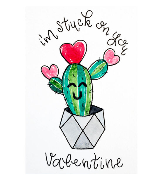 Watercolour Cactus Valentine, image 7