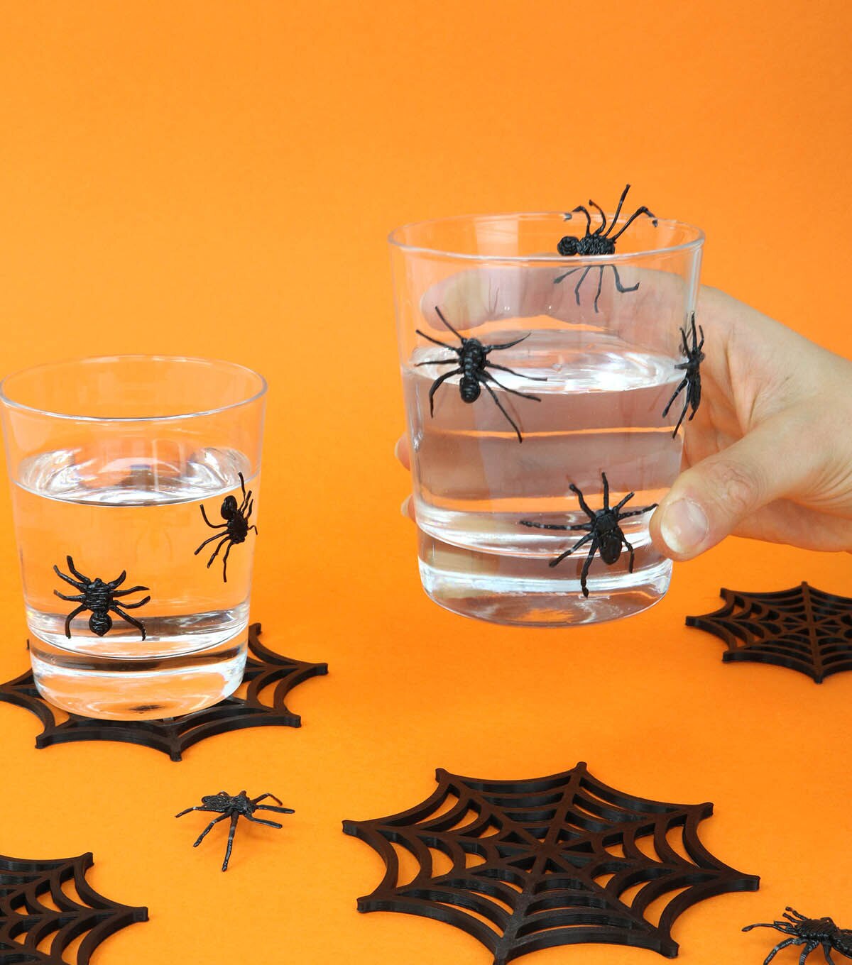 Set of 4 Halloween Corner Spider Web Square Cork Coaster 