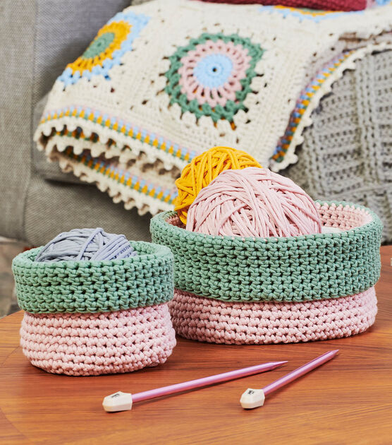 Color Block Crochet Baskets