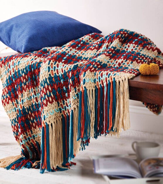 Caron Woven Plaid Crochet Blanket, Bright – Craft For The World