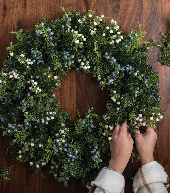 Holiday Blue and White Berry Wreath