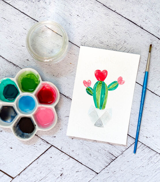 Watercolour Cactus Valentine, image 5