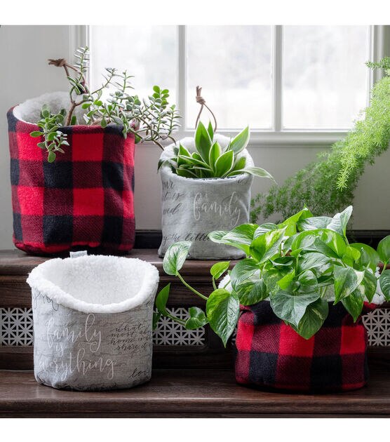 Sherpa Lined Fabric Hanging Baskets