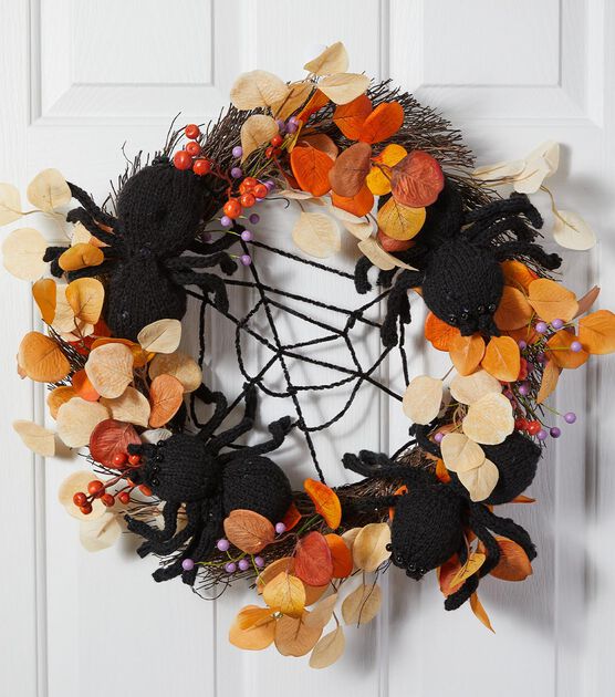 Halloween Knitted Spiders Wreath