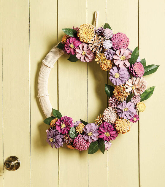 Painted Flower Pinecone Wreath