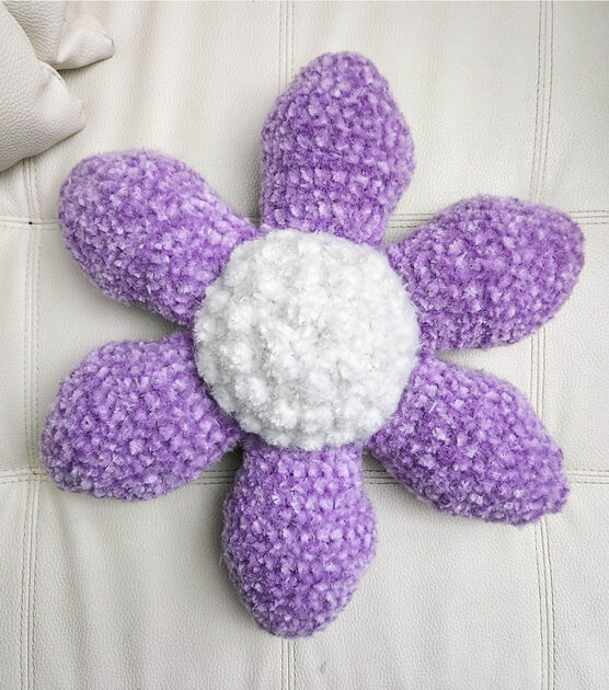 DIY Glow Chenille Crochet Flower Pillow