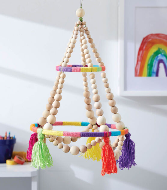 Wood Bead Chandelier
