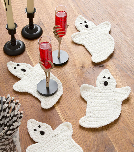 Red Heart Super Saver Crochet Ghost Coasters