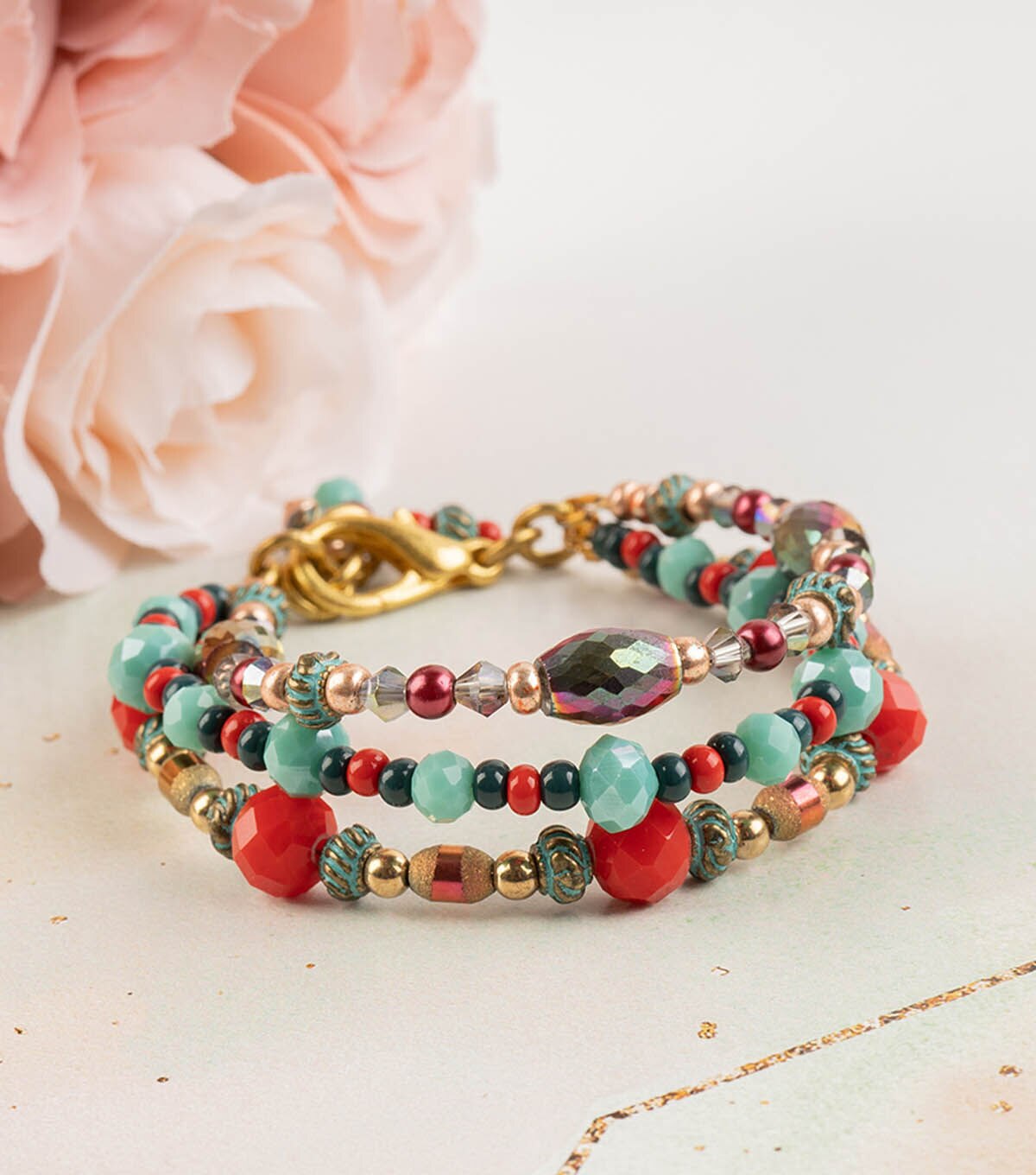 3 Strand Seed Beaded Bracelet, Colorful Bracelet, Handmade Jewelry,  Valentines Gift, St. Patrick's Day. - Etsy