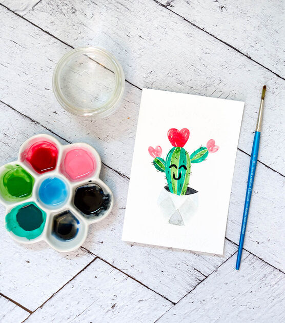 Watercolour Cactus Valentine, image 6