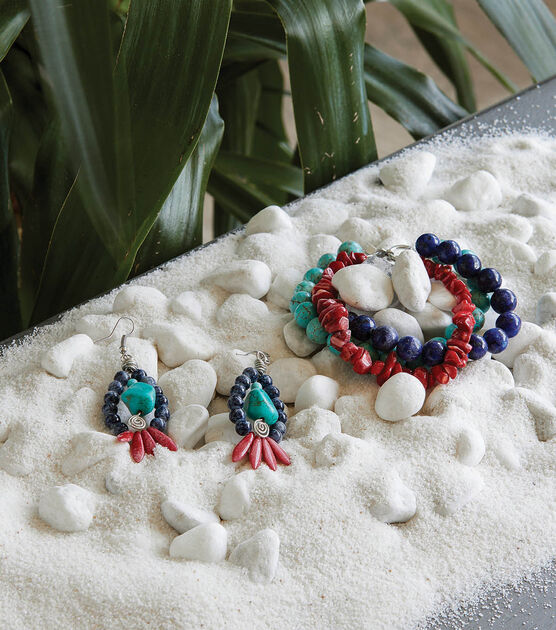 Multi- Colored Beaded Bracelet and Earrings