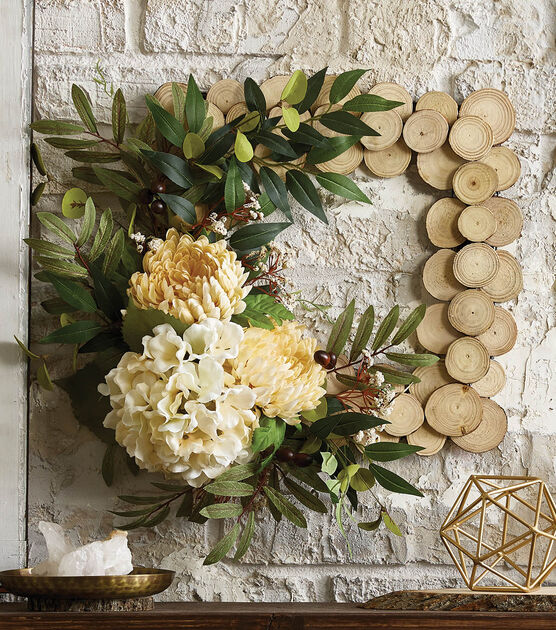 Square Floral and Greenery Wood Wreath