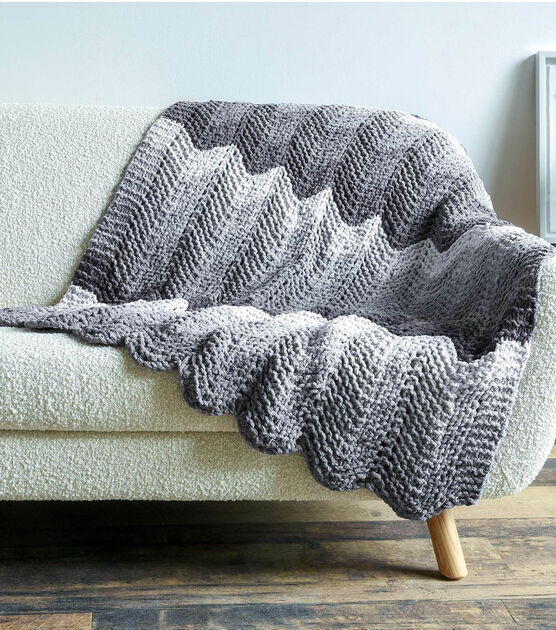 Bernat Blanket Ombre Beginner Knit Chevron Throw