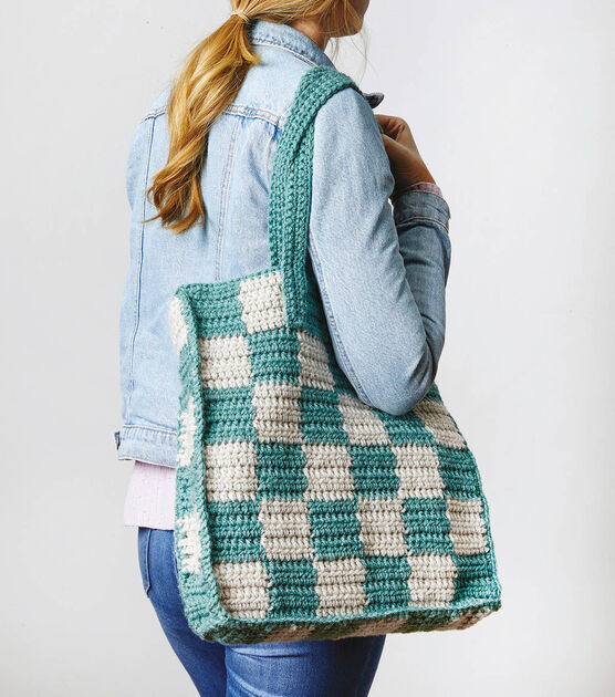 Crochet Checker Print Tote Bag