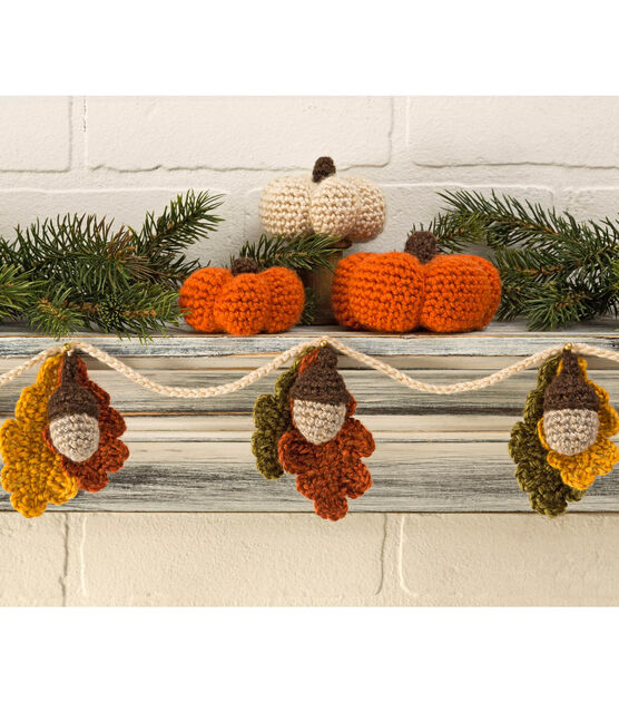 Acorn And Leaf Garland And Mini Crocheted Pumpkins, image 2