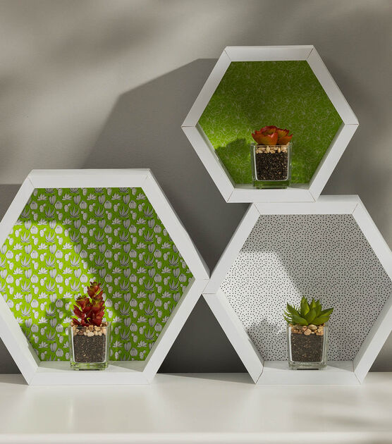 Backed Hexagon Shelves