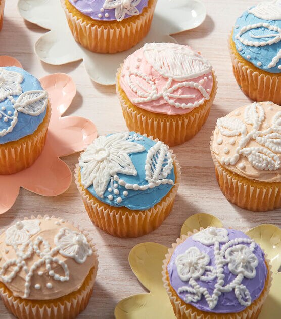 Blooming Embroidered Cupcakes
