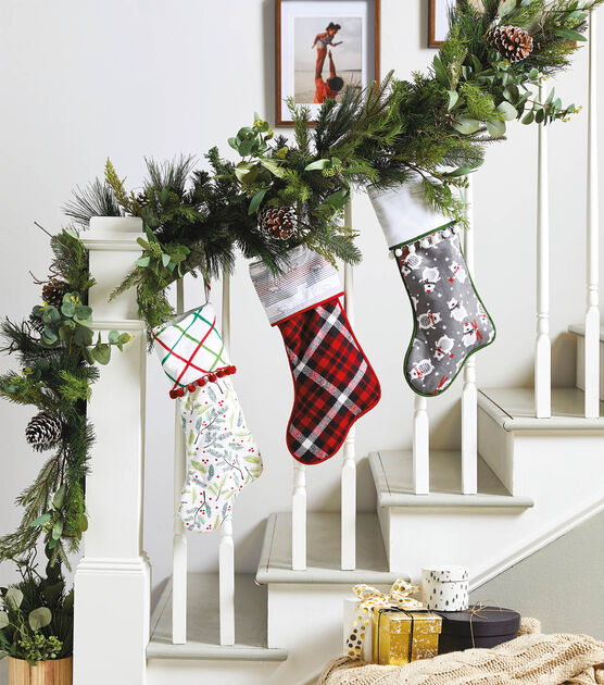 Flannel and Trim Christmas Stockings