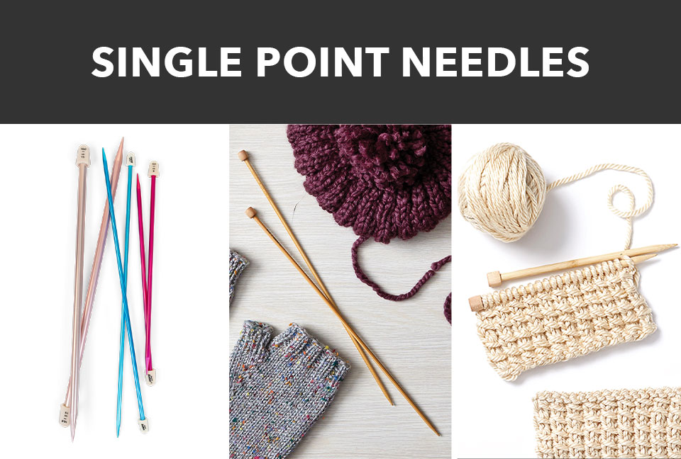 Single pointed knitting needles and supplies for yarn projects