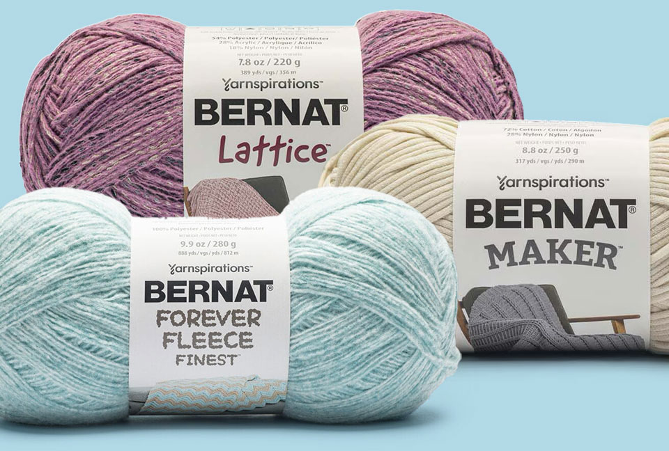 New Bernat Lattice, Maker & Forever Fleece Yarns at JOANN
