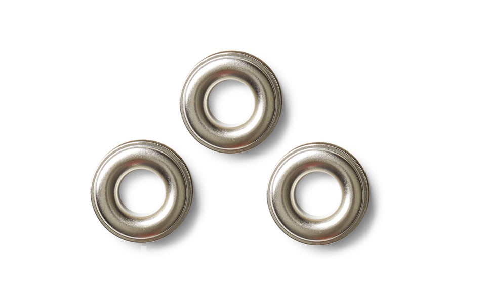 silver eyelets and grommets