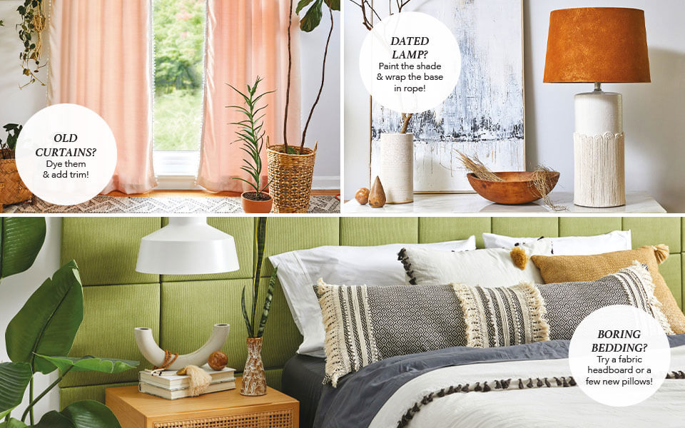 Upcycle project ideas for indoors. Reimagine your curtains, lamp or bedding!