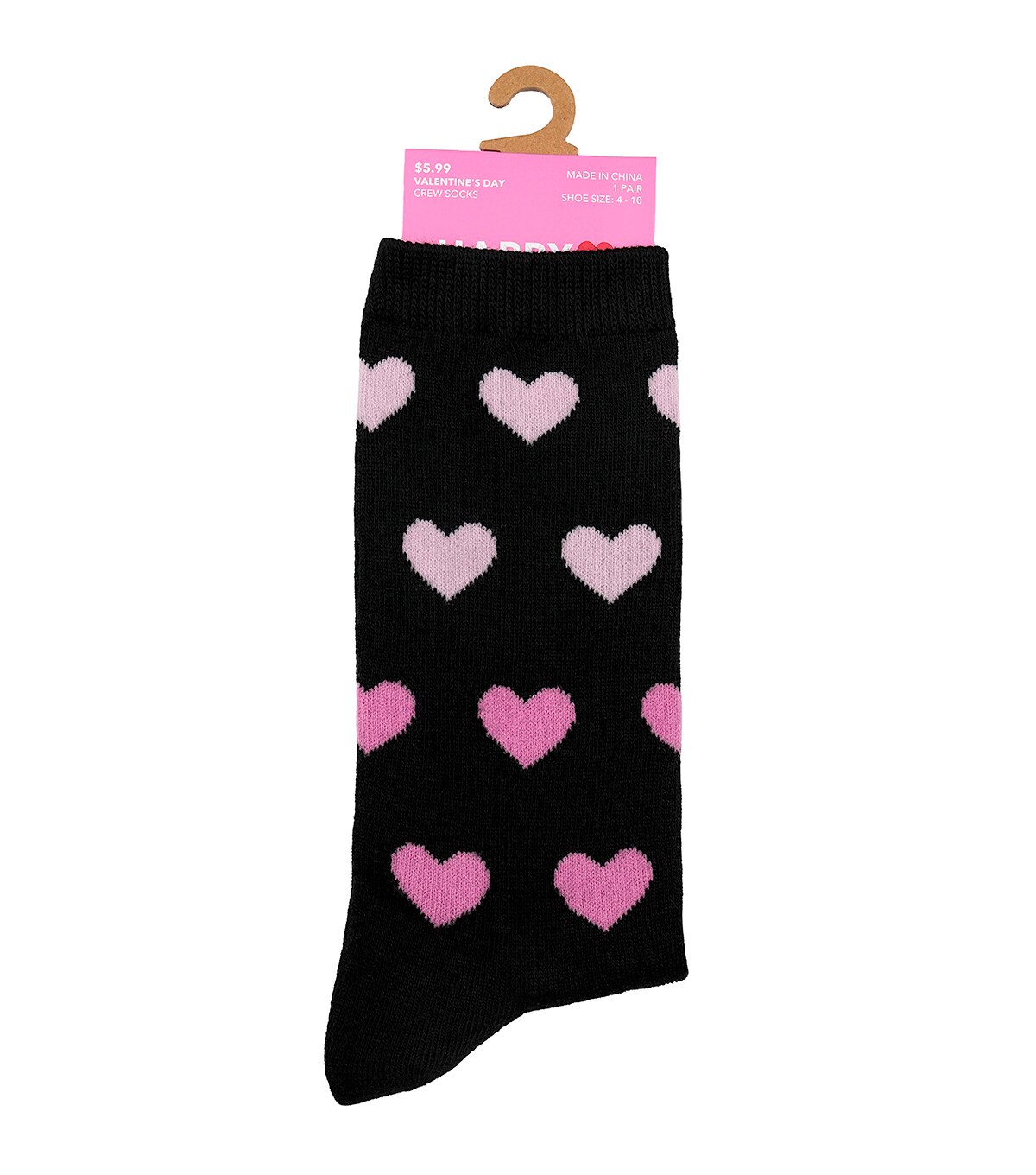 Pink Heart Crew Sock