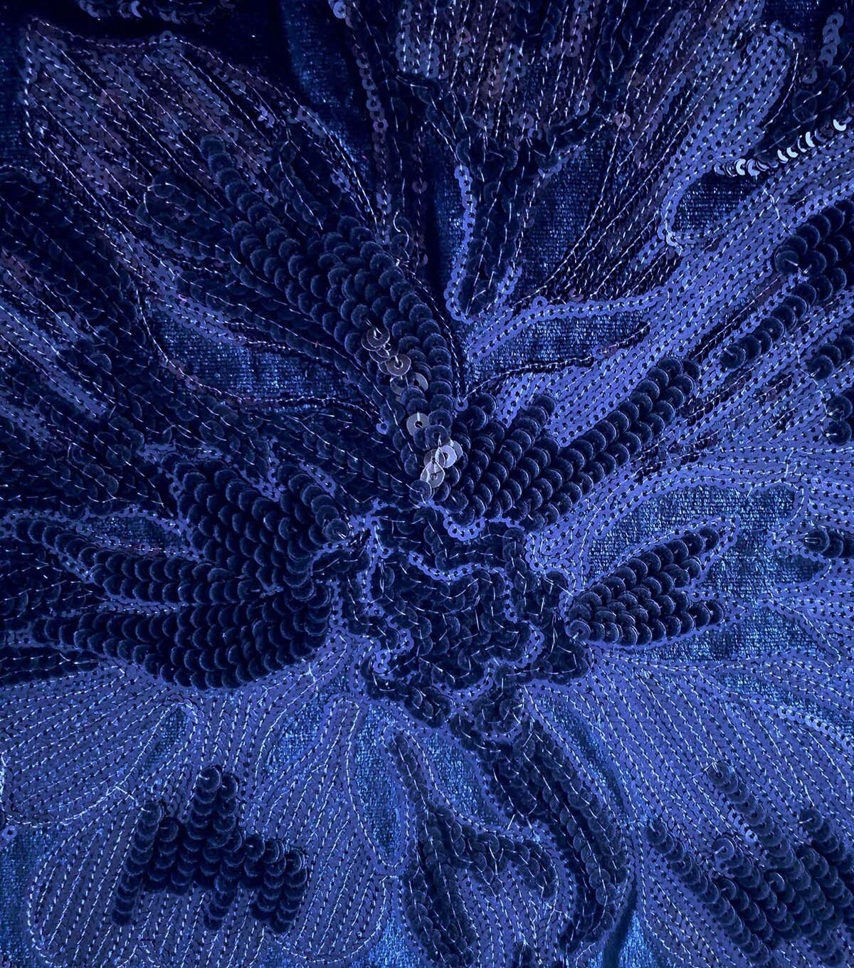 Casa Embellish Ember Sequin Fabric-Floral Velvet Evening Blue | JOANN