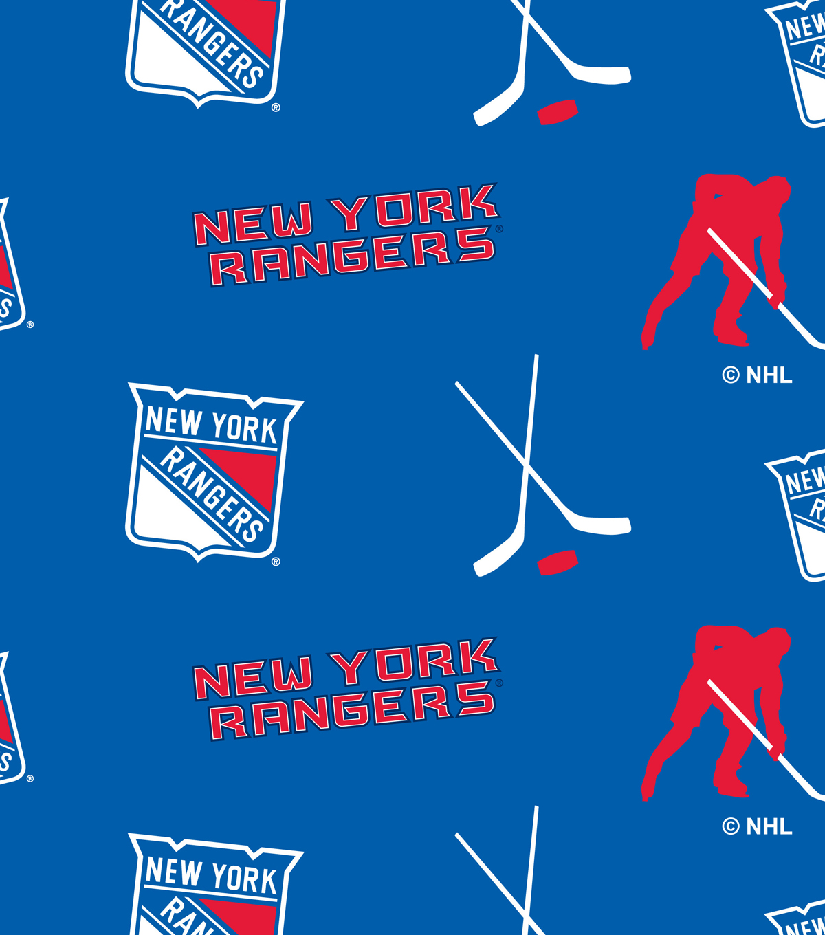 New York Rangers Fleece Fabric 60u0022 Tossed