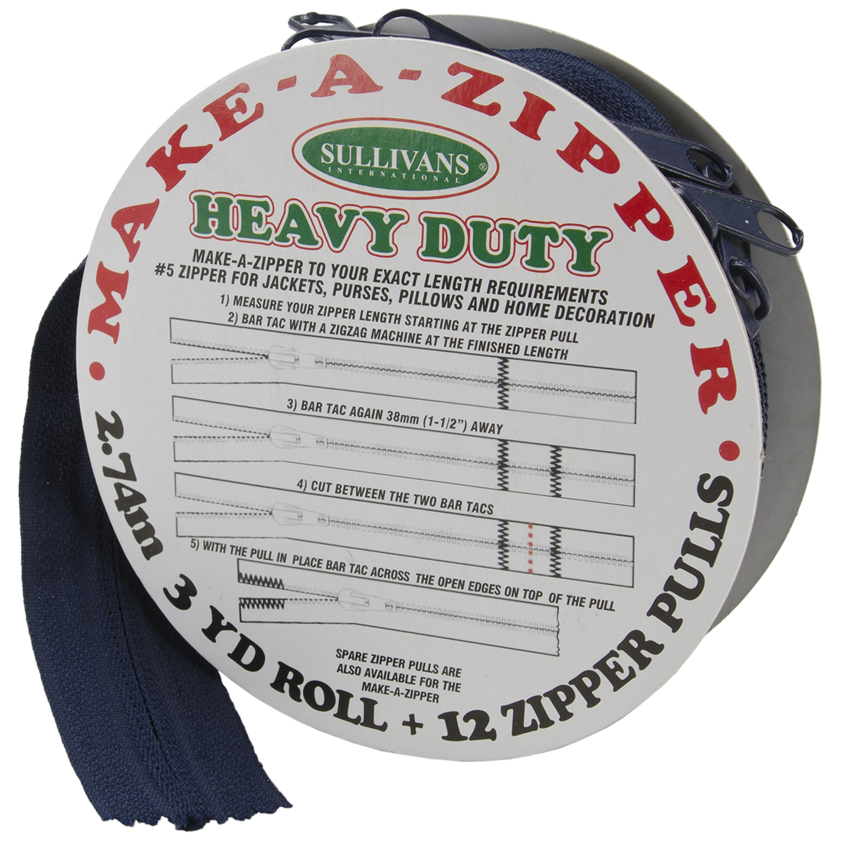 Pink Sullivans Heavy Duty Make-A-Zipper Kit 3-Yard