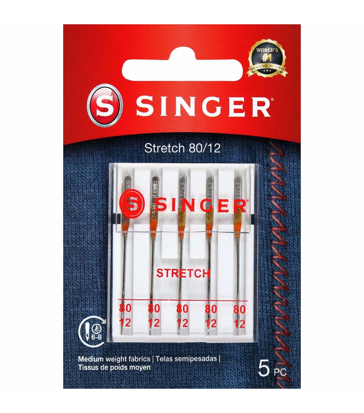 Singer Universal Stretch Sewing Machine Needles Size 80/11-5ct | JOANN