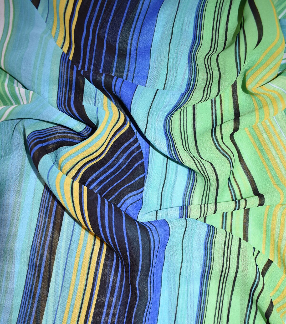 Fast Fashion Chiffon Fabric Lagoon Abstract Stripe | JOANN
