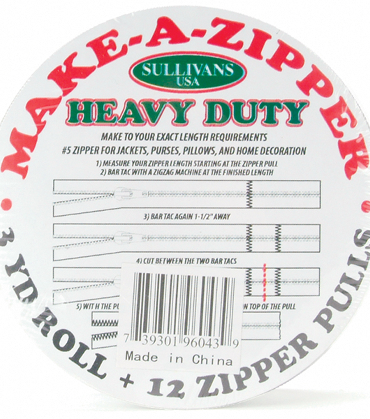 Pink Sullivans Heavy Duty Make-A-Zipper Kit 3-Yard