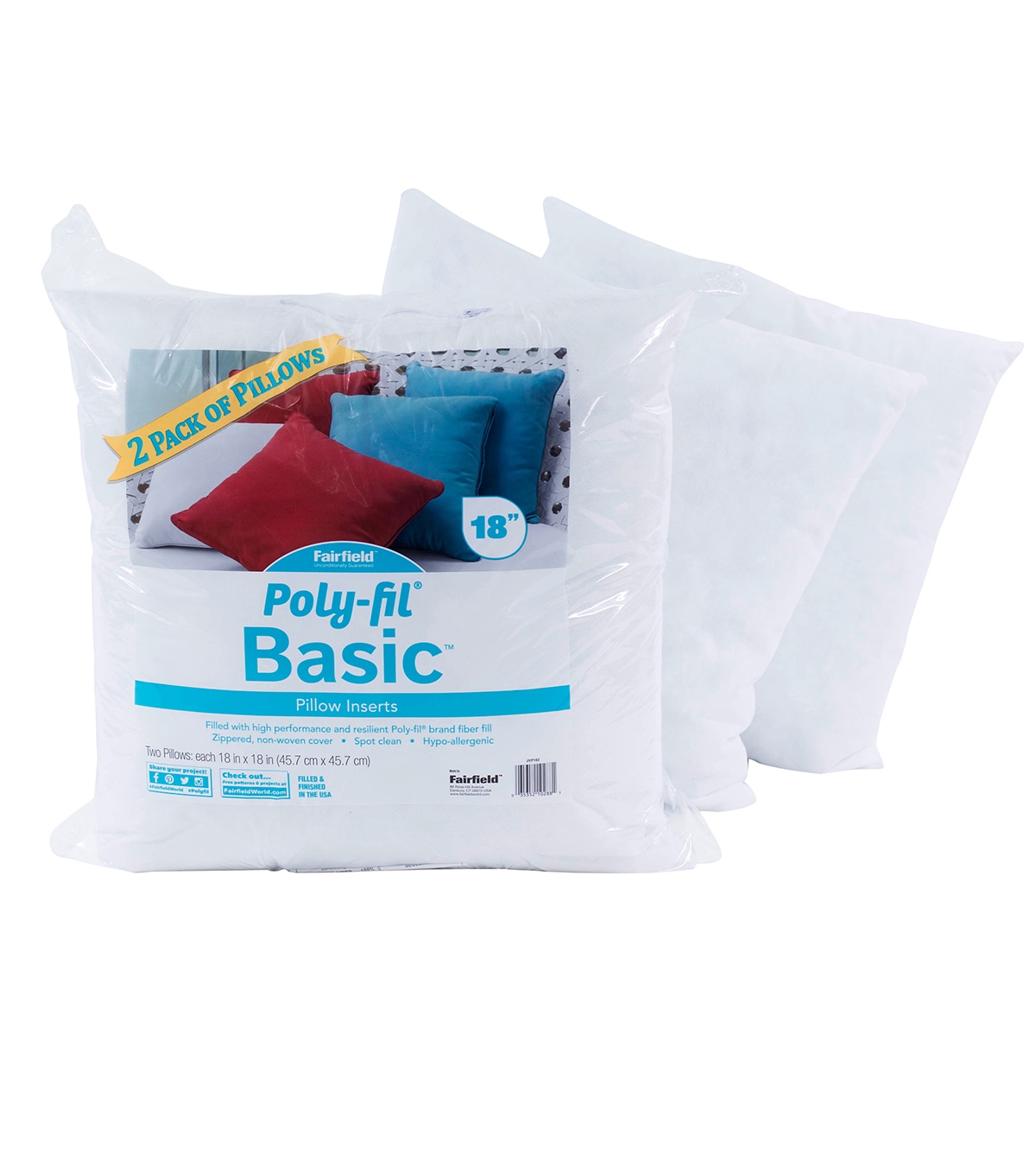 Fairfield Basic Pillow Insert 18 X 18 2 Pack Joann