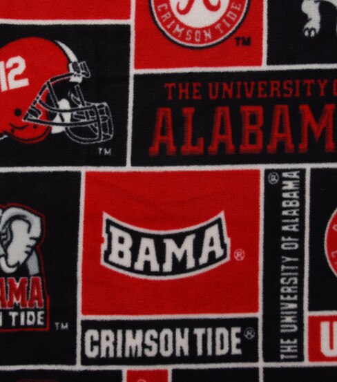 University Of Alabama Crimson Tide Fleece Fabric Block