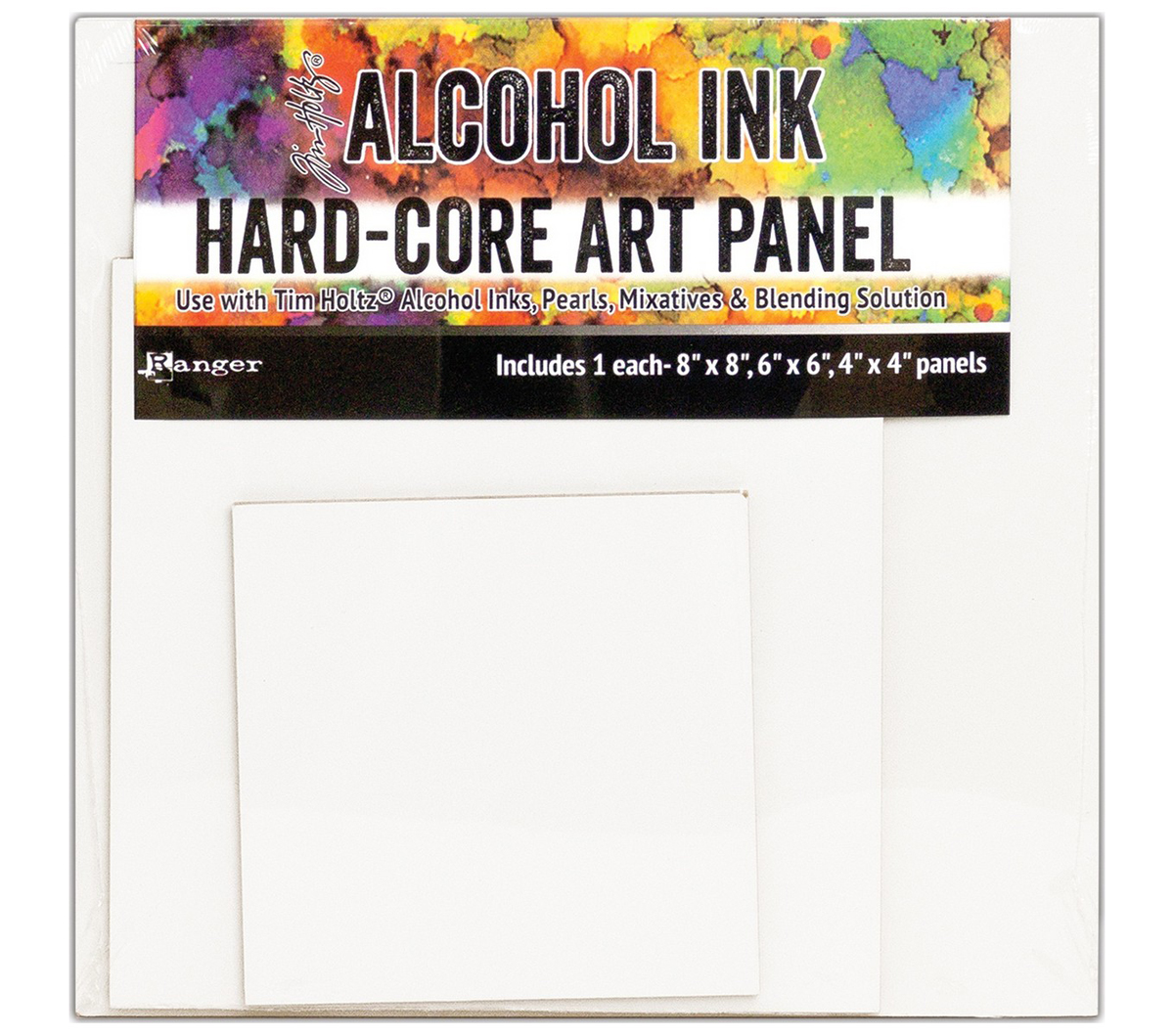 Set of 3 Alcohol Ink Tim Holtz 4/" x 4/" Ranger Hard-Core Art Panels