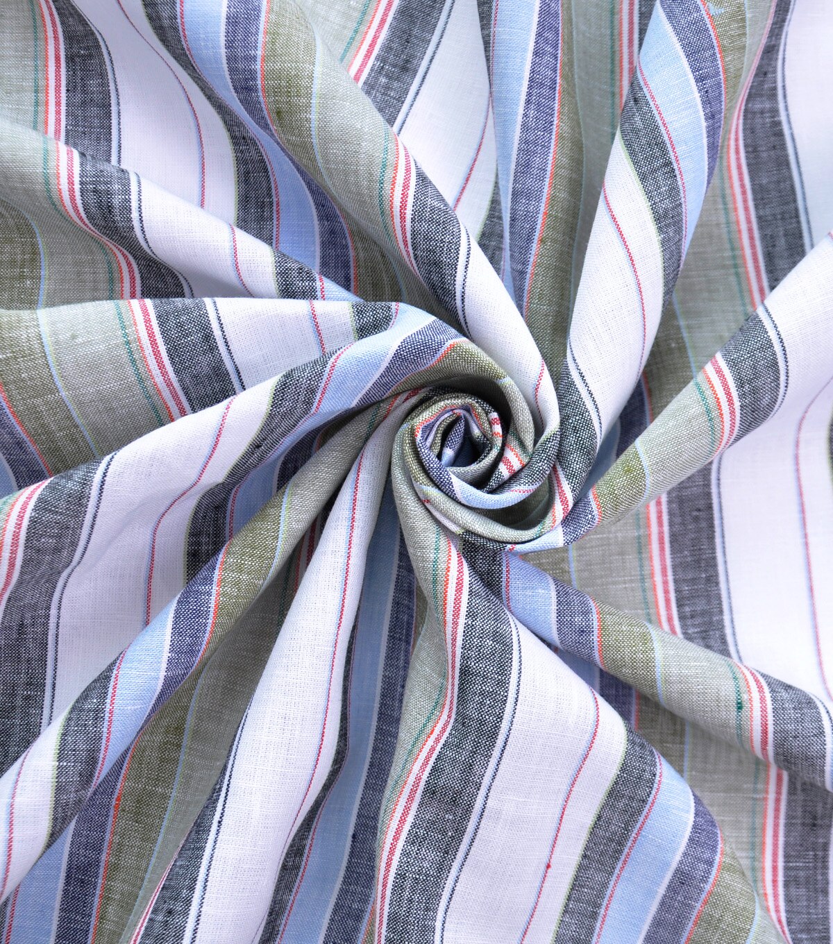 100% Linen Fabric White Multi YD Awning Stripe | JOANN