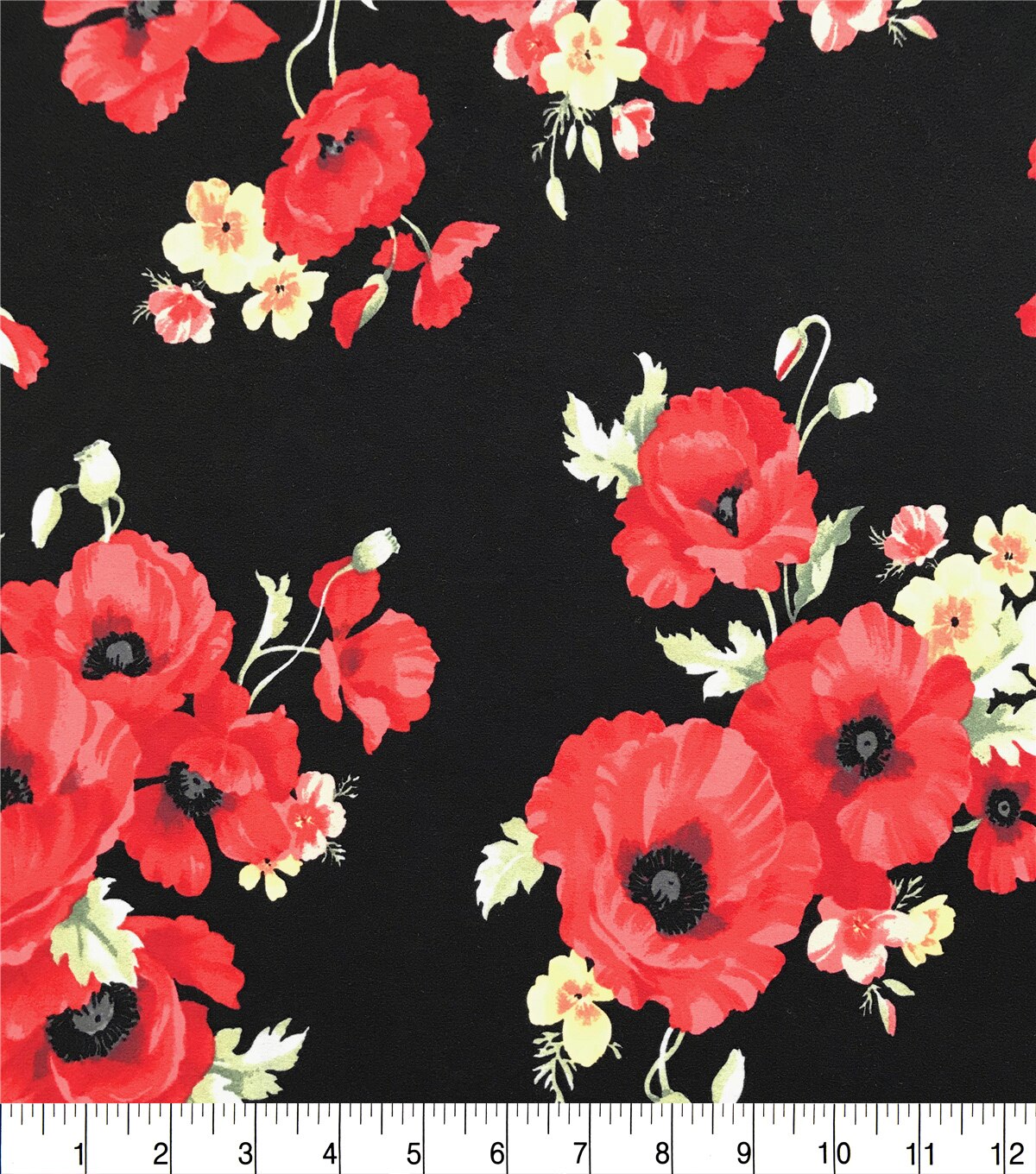 Double Brush Poly Spandex Knit Fabric Red Poppies | JOANN