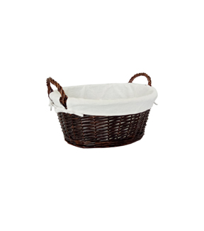 oval lined willow basket