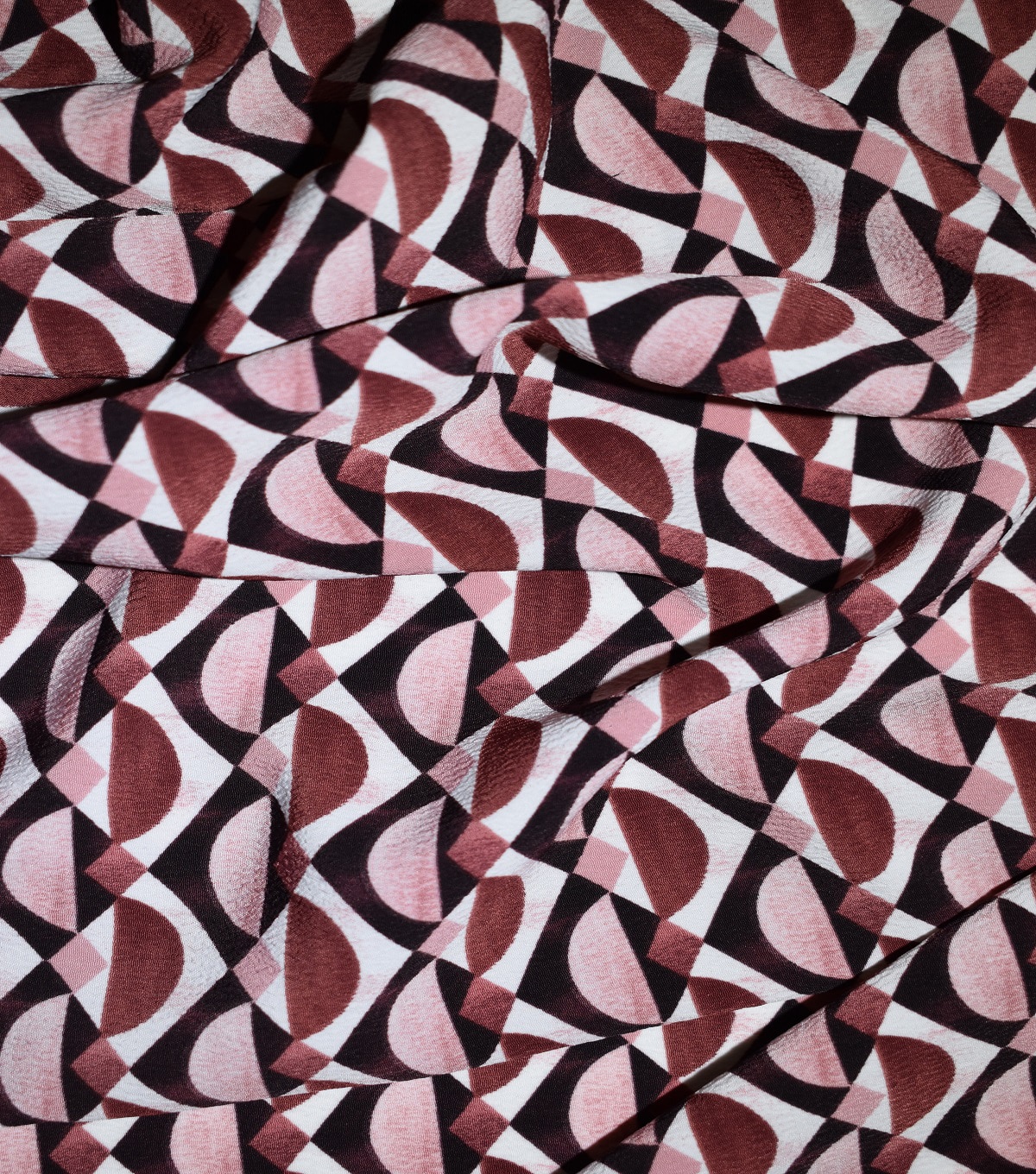 Ember Pink Red Geo Textured Poly Crepe Fabric | JOANN