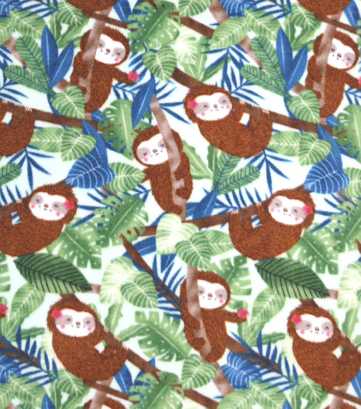 Anti-Pill Plush Fleece Fabric-Jungle Sloths | JOANN