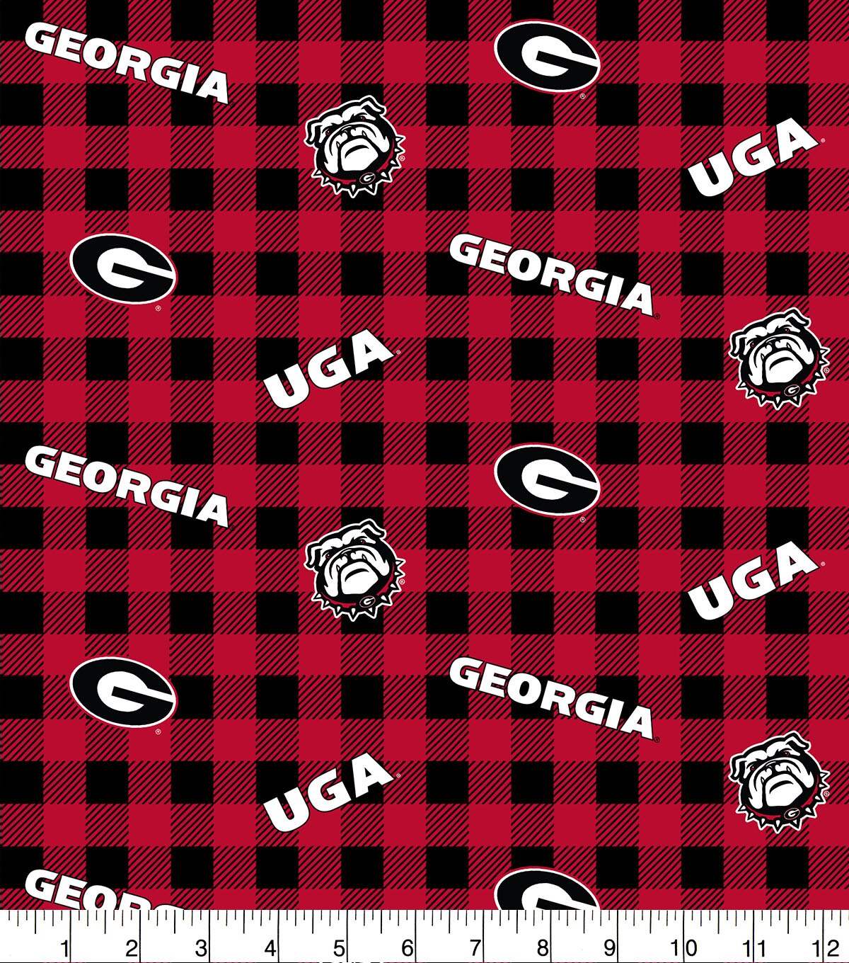 University of Georgia Bulldogs Cotton Fabric Buffalo Plaid  JOANN