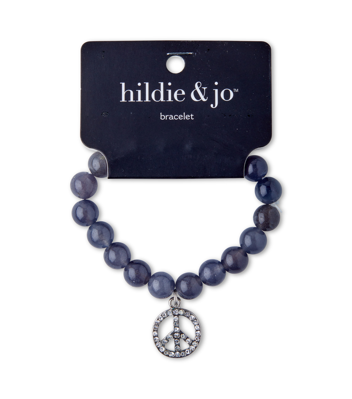 Beaded Stretch Bracelet Gray Joann Hil Jo Beads Stretch Bracelet Gray With Silver Peace Charm