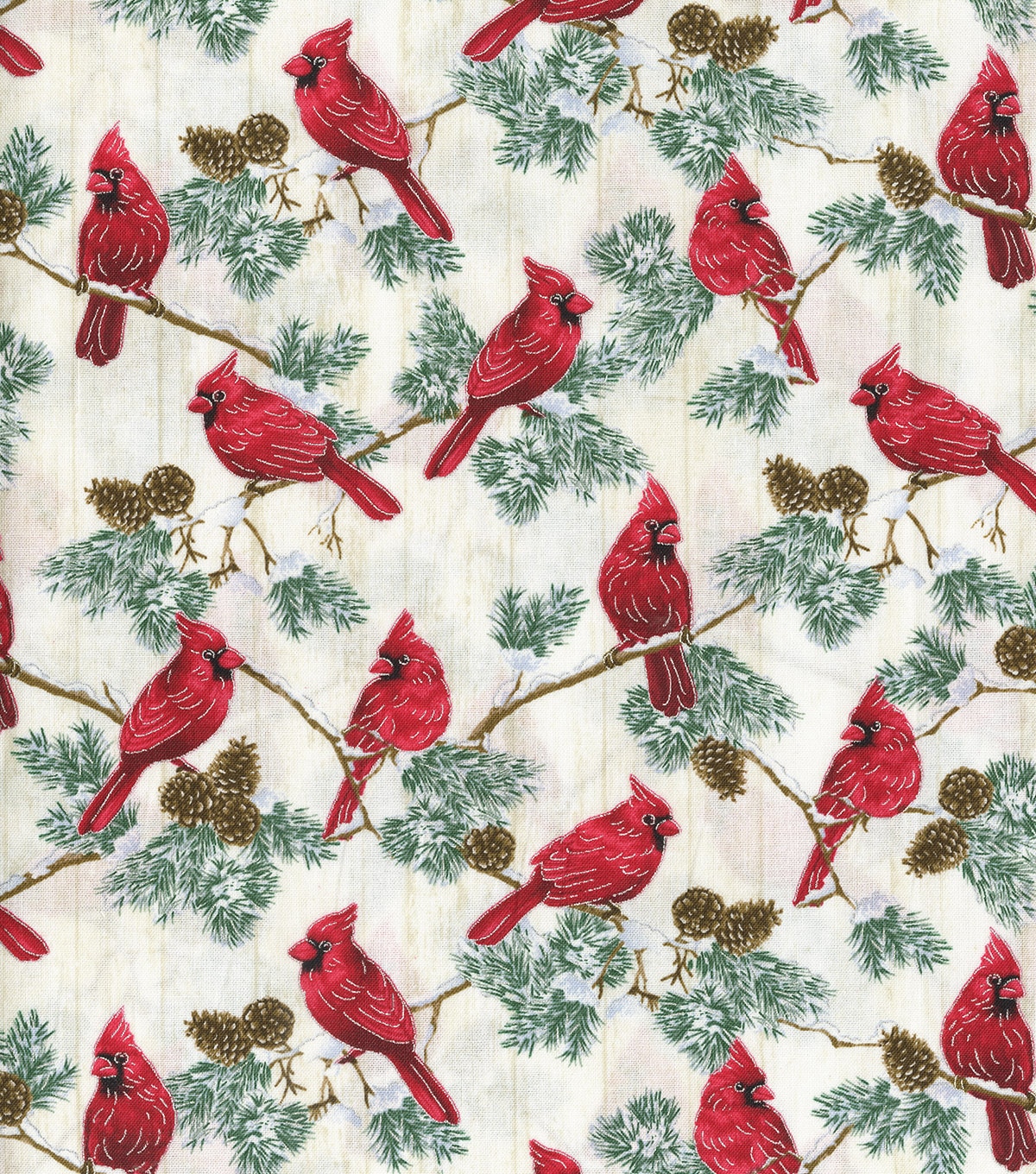 Christmas Cotton Fabric Cardnials On Branches Metallic JOANN