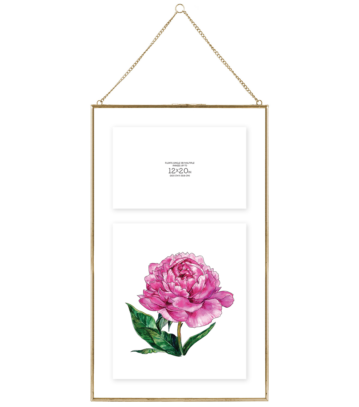Pressed Glass Metal Hanging Float Picture Frame 12 X20 Brass