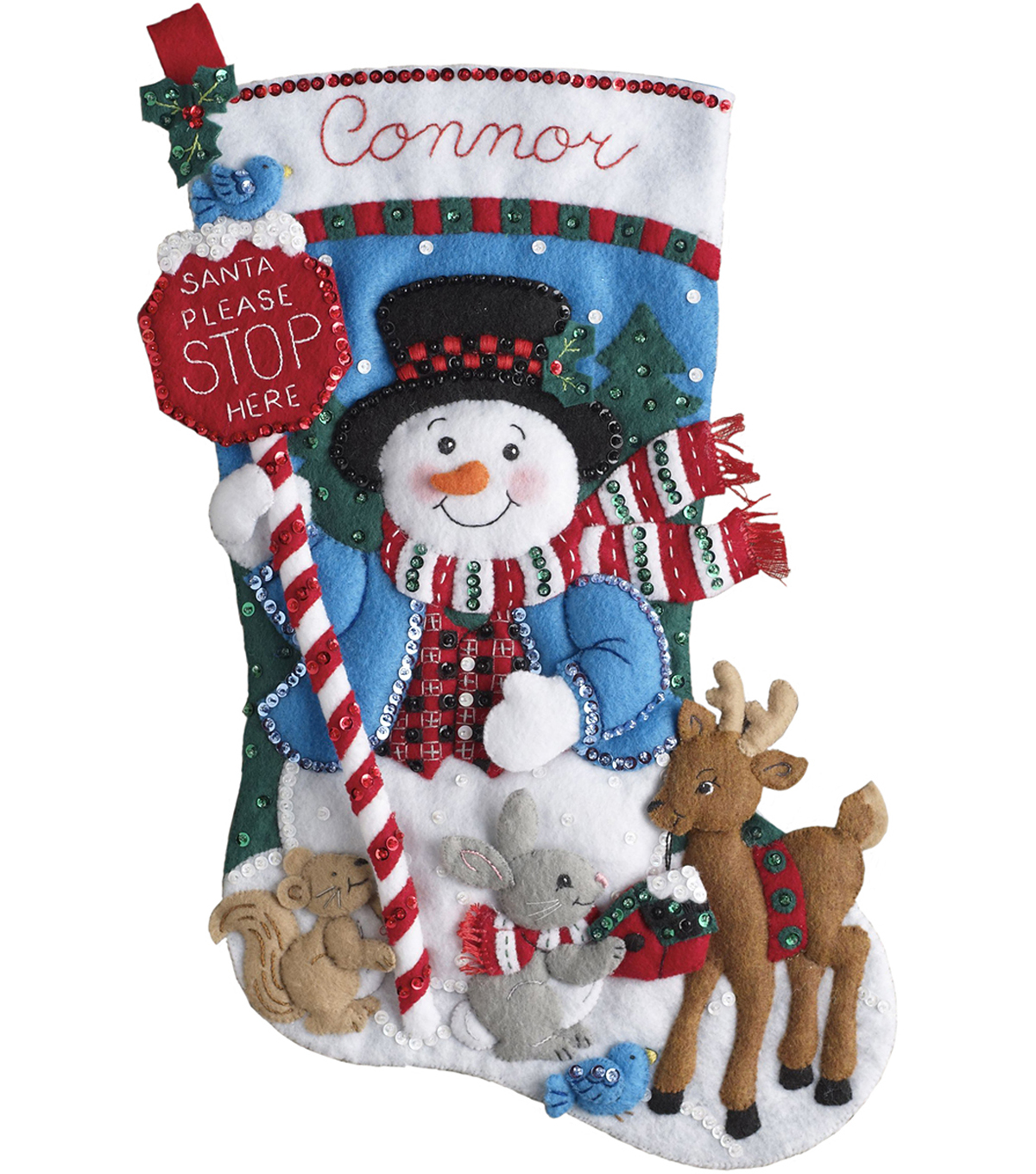 Snow Fun Stocking 18/" Long-BUCILLA Felt Applique