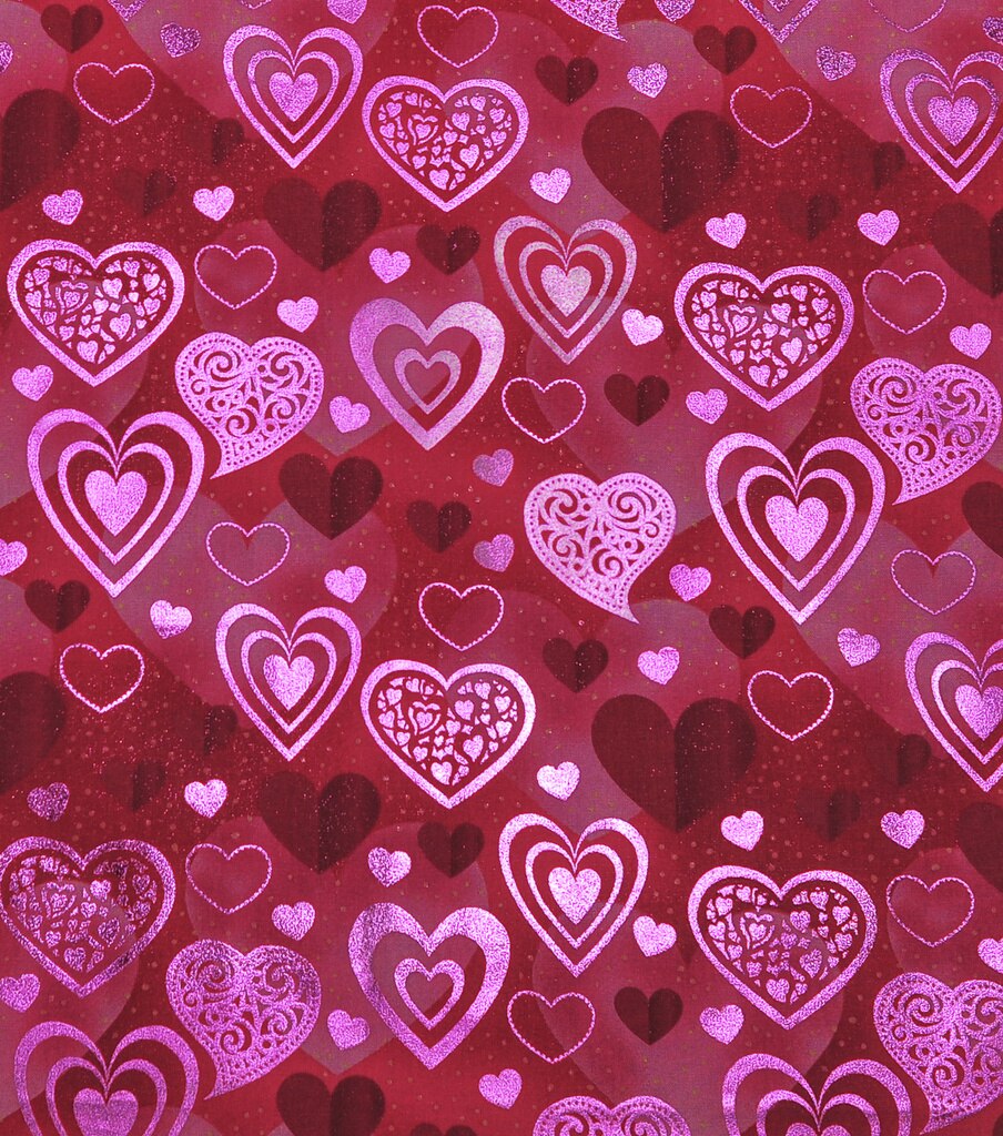 Valentine's Day Cotton Fabric Lazer Cut Hearts Red Foil | JOANN