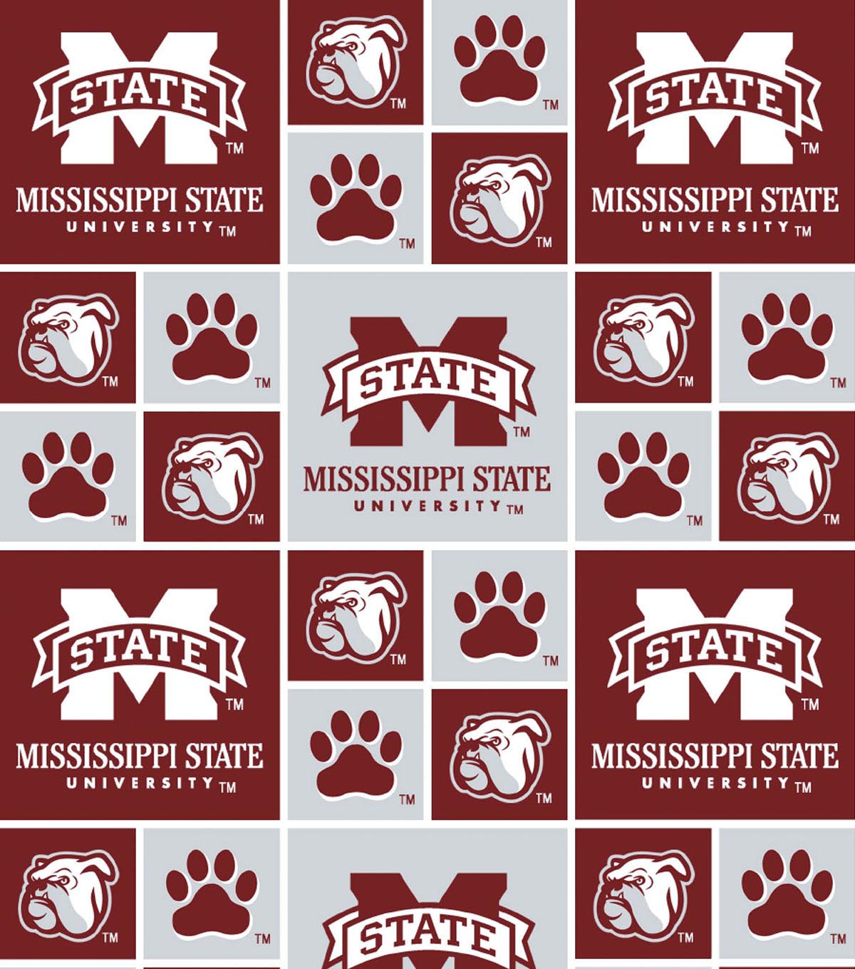 Ms State University >> Mississippi State University Bulldogs Cotton Fabric Block Ms State University >> Mississippi State University Bulldogs Cotton Fabric Block