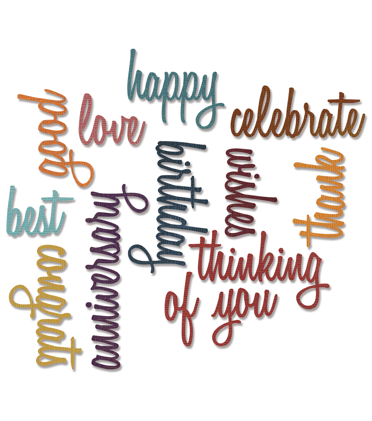 sizzix thinlits dies 13 pkg by tim holtz celebration script words