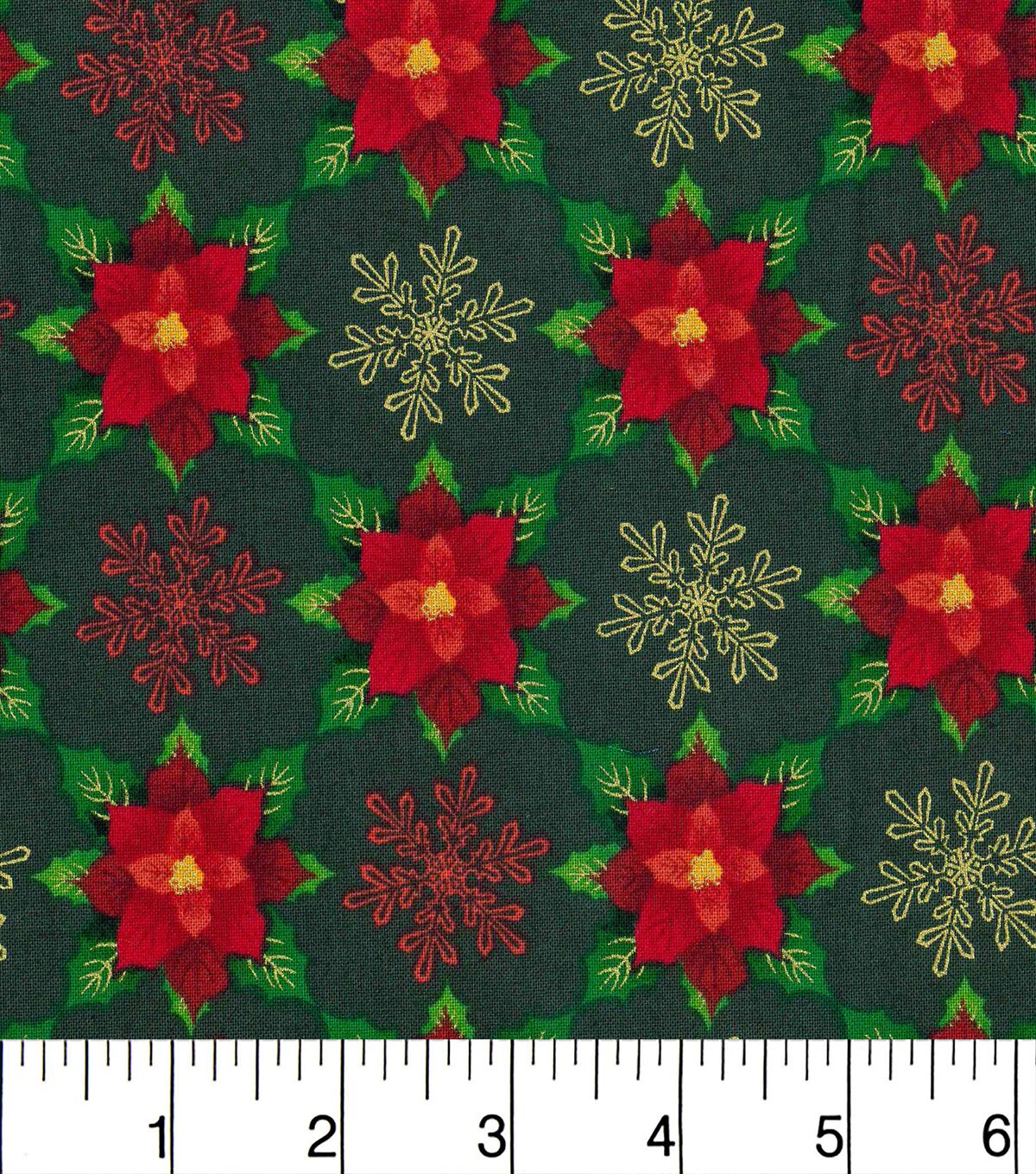Holiday Cotton Fabric Flowers And Flakes Metallic JOANN